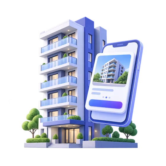 マンションとスマートフォンの広告のイメージ